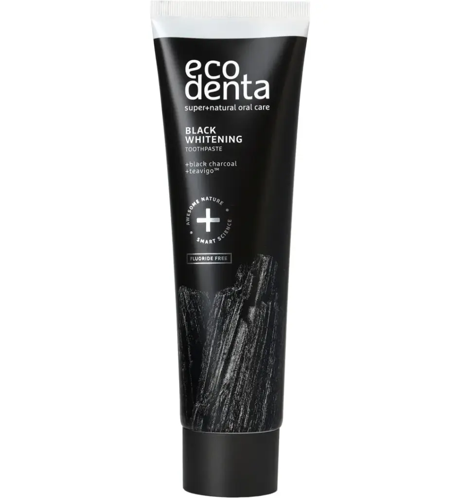 Ecodenta Tandpasta whitening houtskool extra black (100 ml)