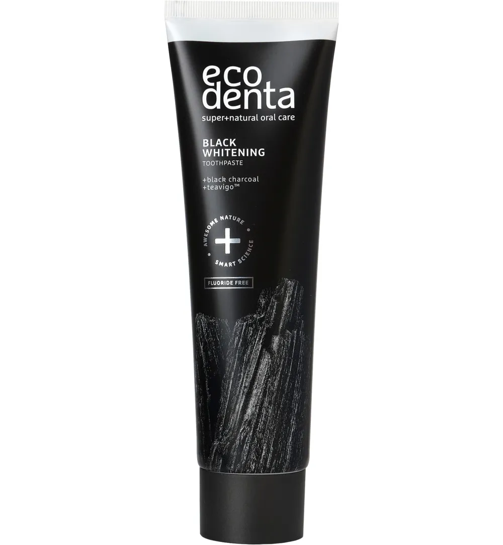 Ecodenta Tandpasta whitening houtskool extra black (100 ml)