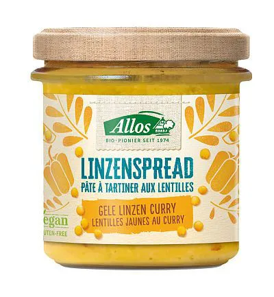 Allos Linzenspread Gele Curry Bio (140 gr)