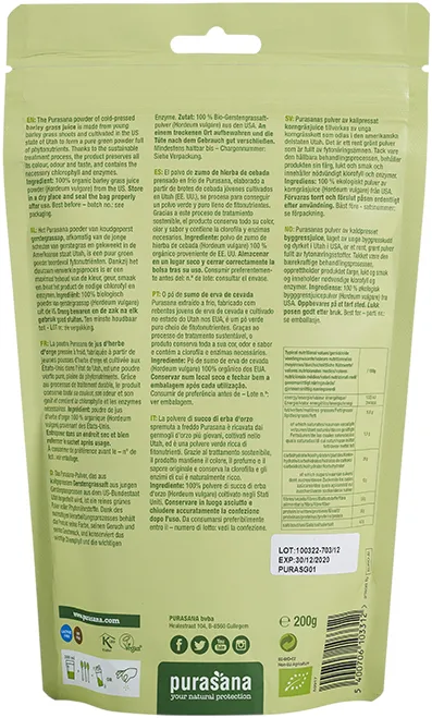Purasana Gerstegras Sappoeder/Poudre Jus Herbe D'Orge Bio (200 gr)