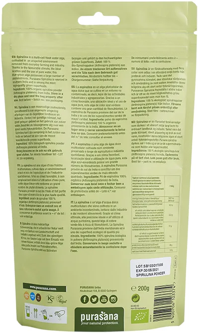 Purasana Spirulina Poeder India Bio (200 gr)