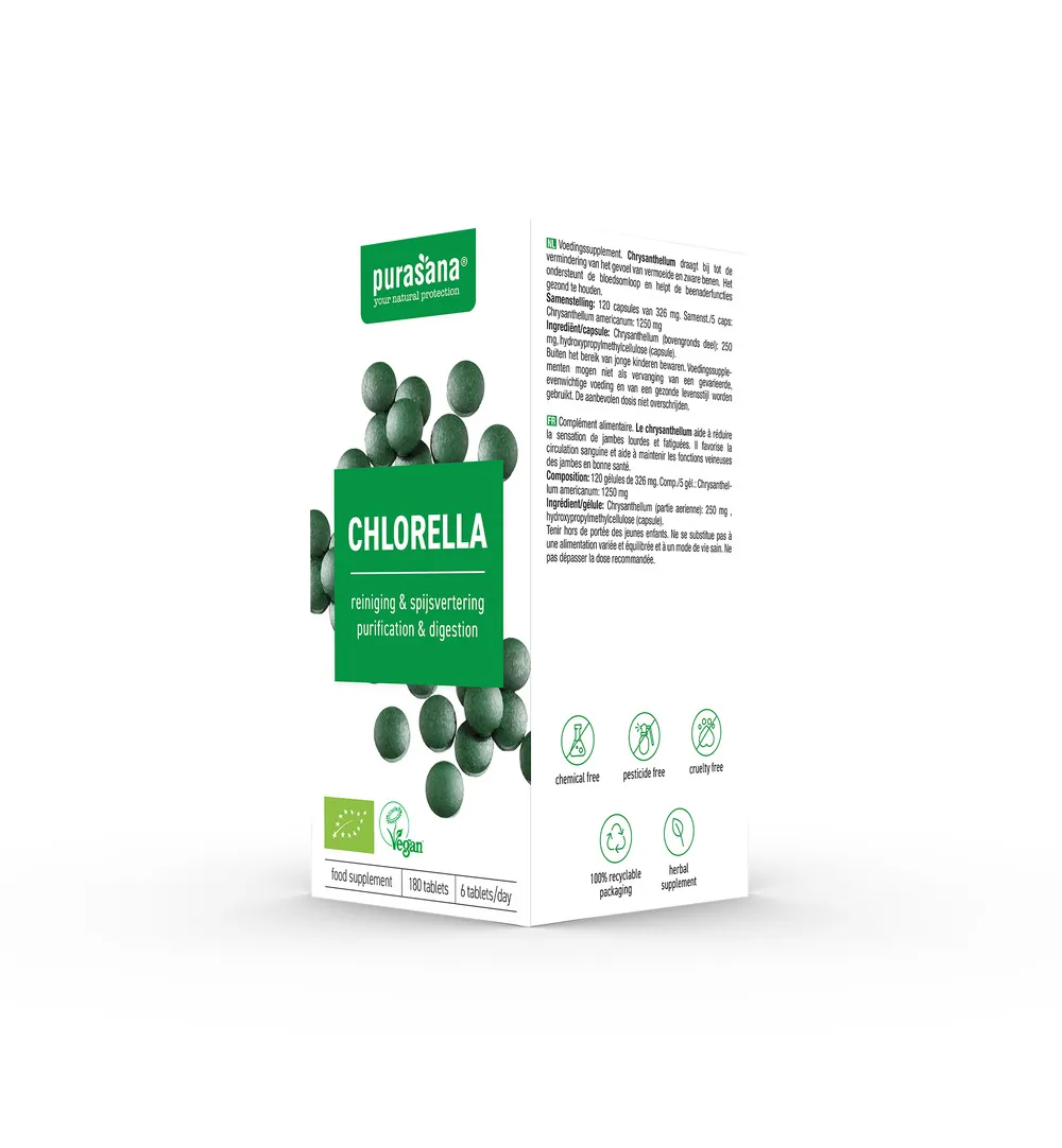 Purasana Chlorella Vegan Bio (180 tabletten) - image 4