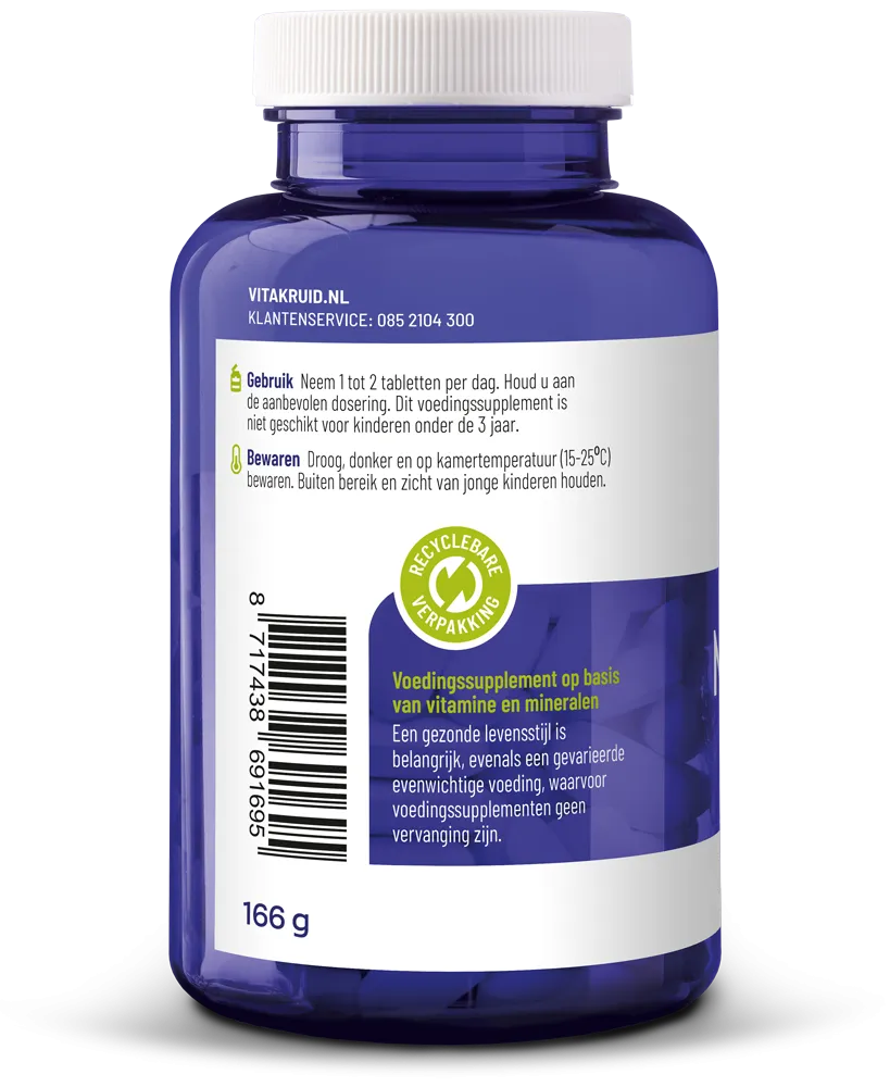 Vitakruid Magnesium 150 Malaat Met Vitamine B6 (P-5-P) (90 tabletten)