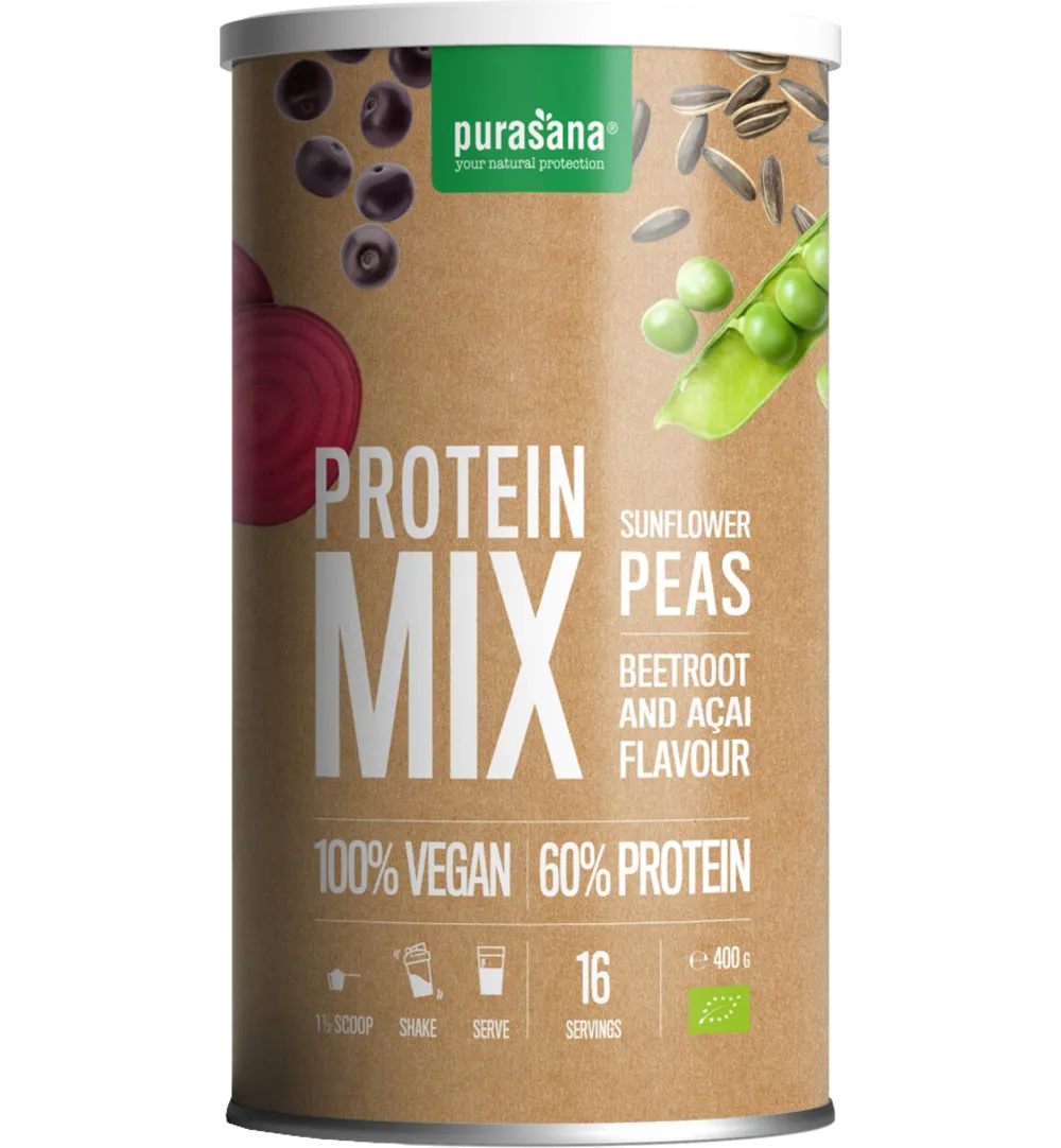 Purasana Protein Mix Pea Sunflower Beetroot Acai Vegan Bio (400 gr)