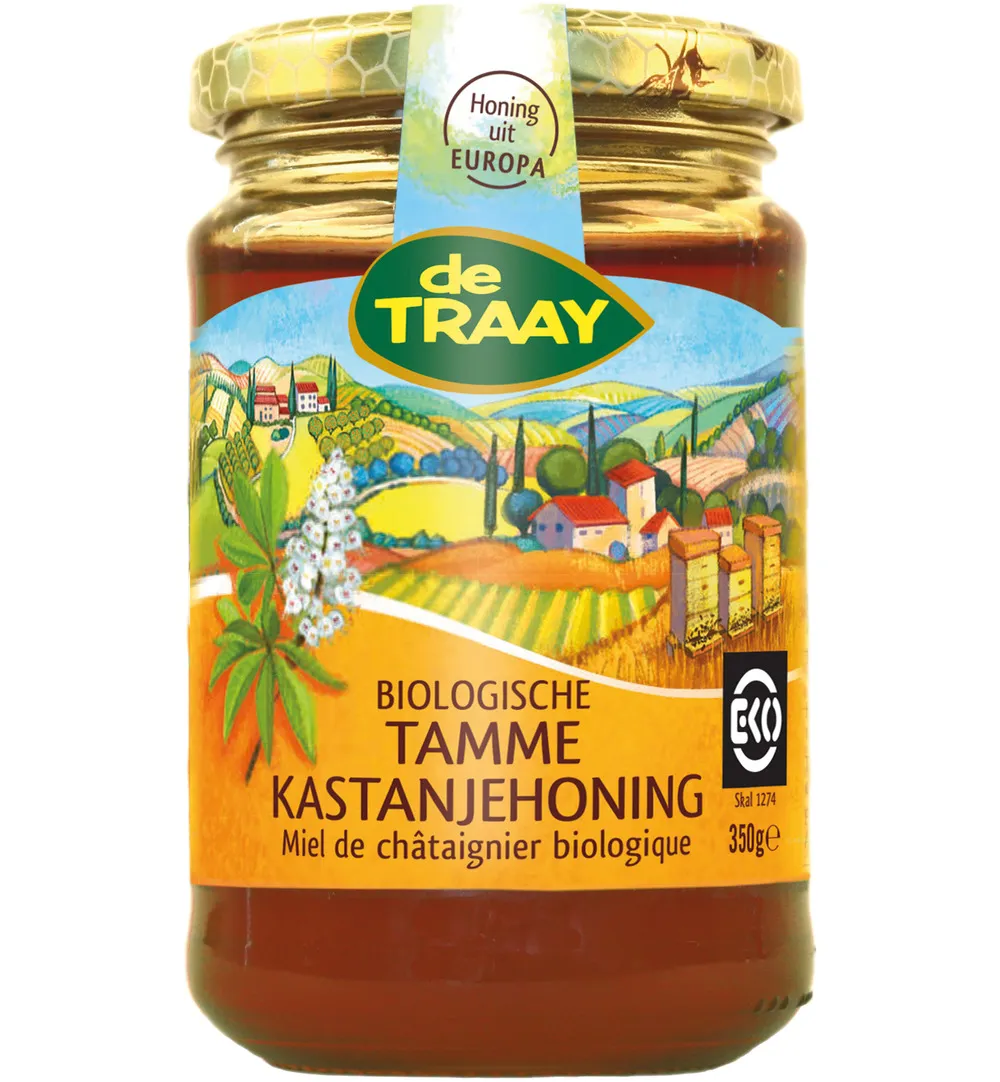 De Traay Kastanjehoning tamme bio (350 ml)