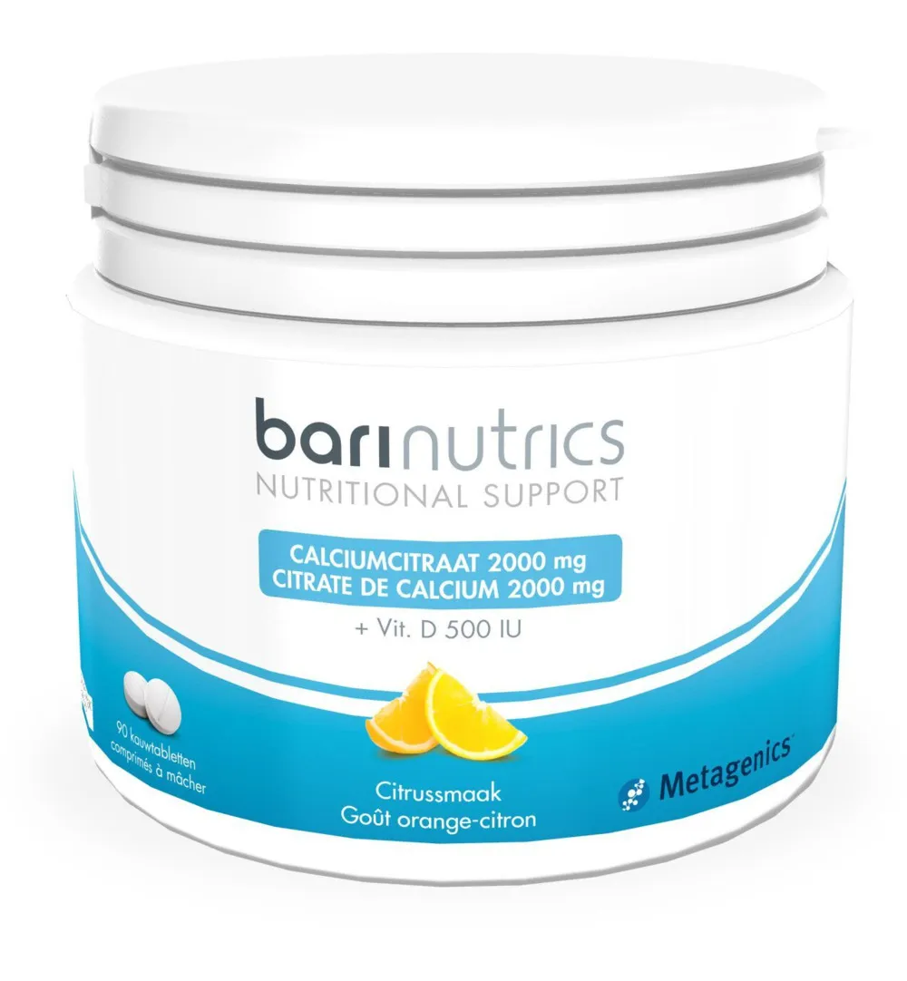 Barinutrics Calciumcitraat citrus (90 kauwtabletten)