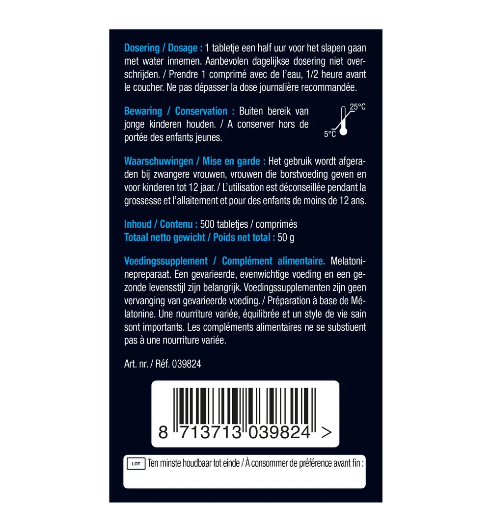 Lucovitaal Melatonine Puur 299mcg (500 tabletten) - image 6