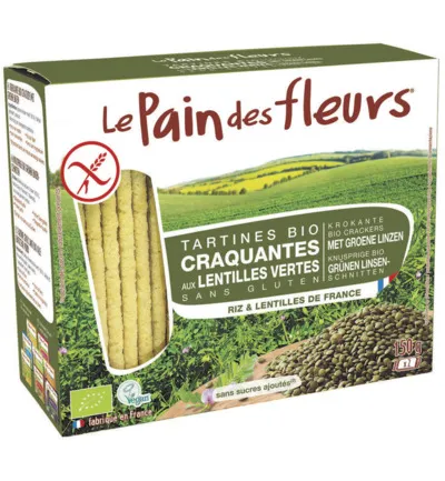 Le Pain Des Fleurs Crackers Groene Linzen Bio (150 gr)