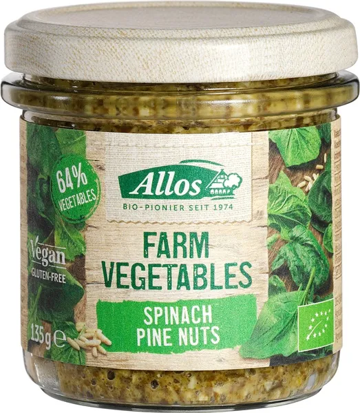 Allos Farm vegetables spinazie & pijnboompitten bio (135 gr)