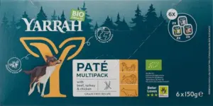Yarrah Hondenvoer Multipack Pate Kip Rund Kalkoen Bio (6 X 150 gr)