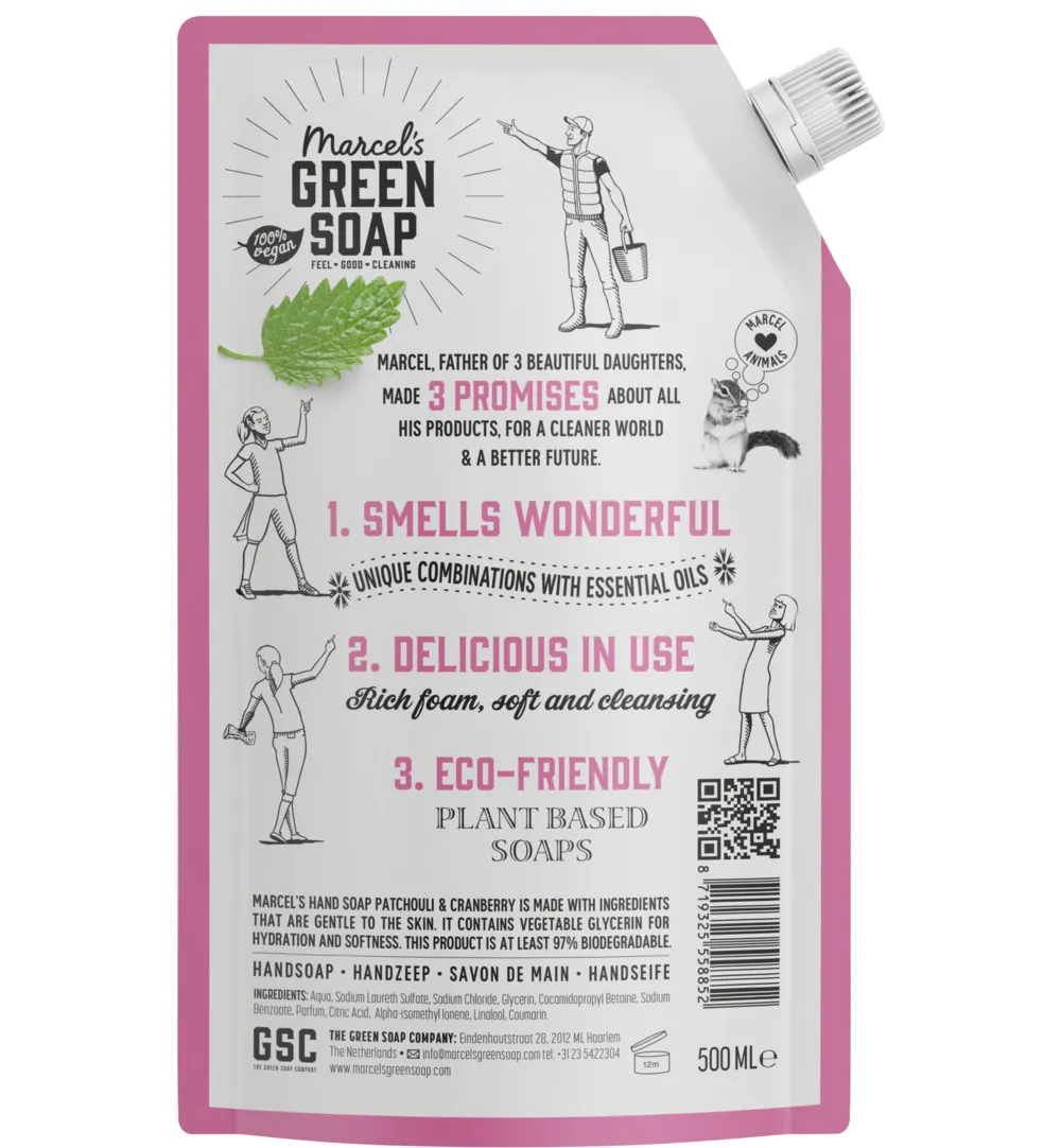 Marcel's Green Soap Handzeep patchouli & cranberry navul (500 ml)