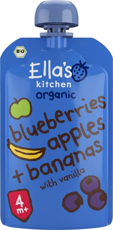 Ella's Kitchen Blueberries apples & bananas & vanille 4+ mnd bio (120 gr)