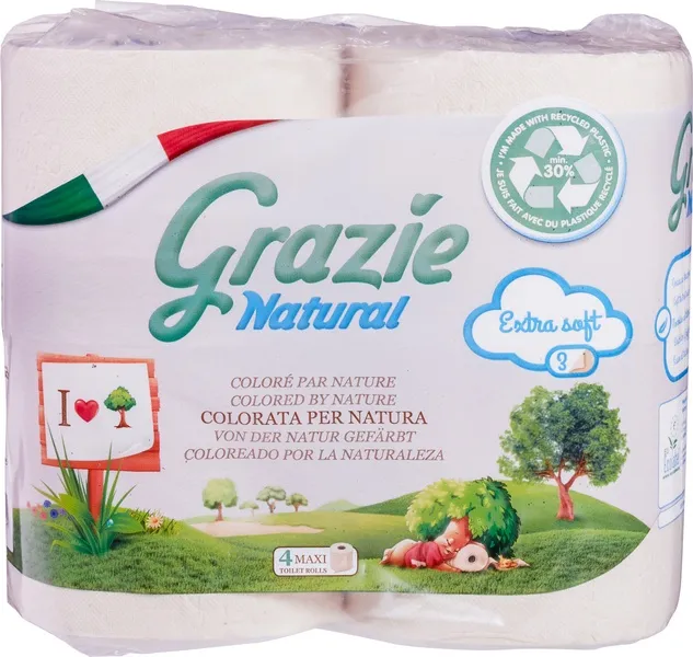 Grazie Natural Toiletpapier 3-laags (4 stuks)