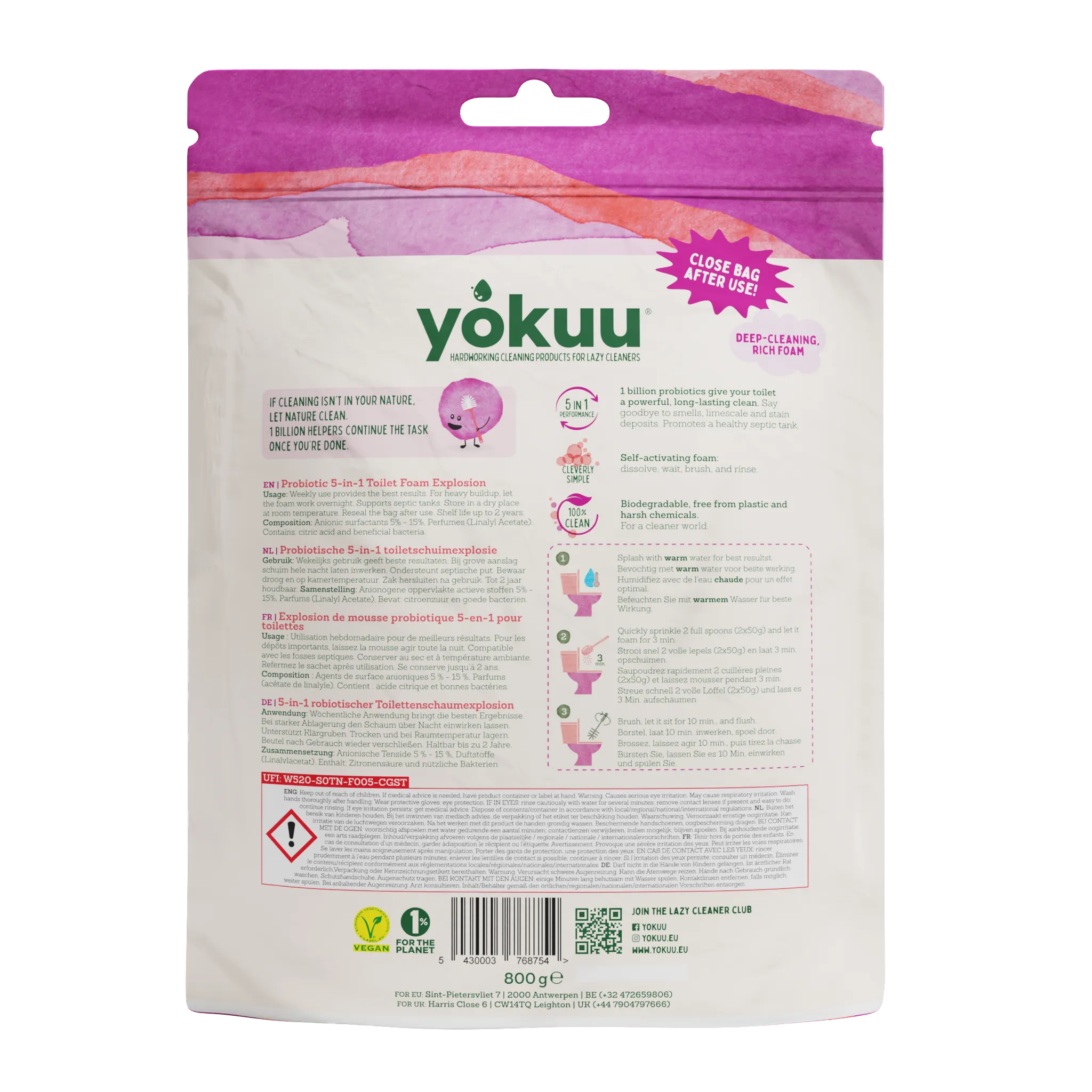 Yokuu Probiotische 5-in-1 Toiletschuimexplosie (800 gr)
