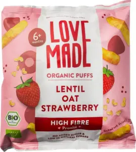 Lovemade Puffs Linzen Haver Aardbei 6+ Mnd (20 gr)