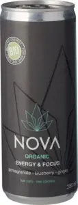 Nova Organic Energy Energiedrank Granaatappel Blauwe Bes Gember (250 ml)