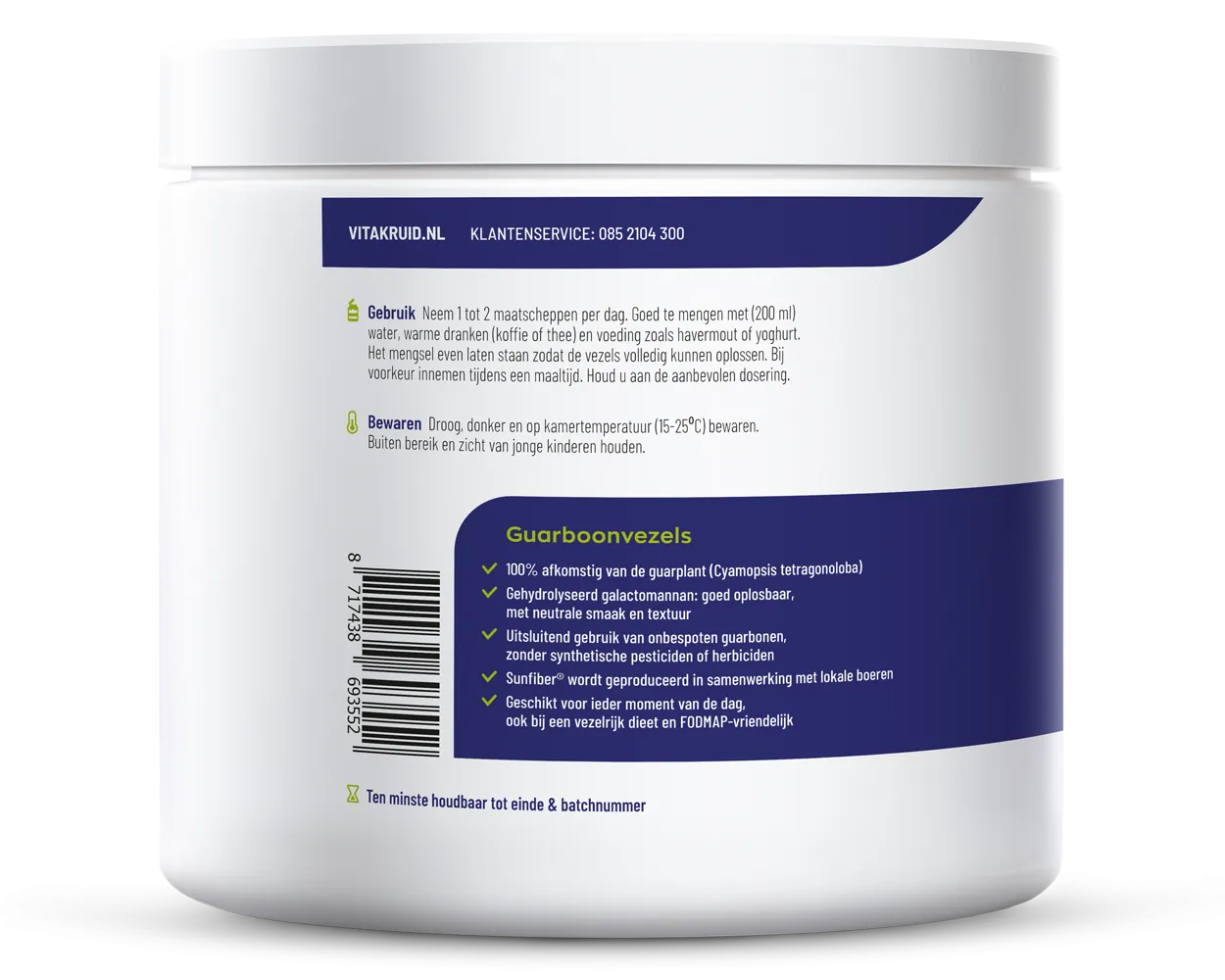 Vitakruid Sunfiber Guarboonvezel Prebiotica  (450 gr) - image 2