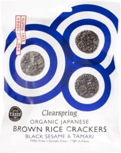 Clearspring Bruine-Rijstcrackers Black Sesame & Tamari (40 gr)