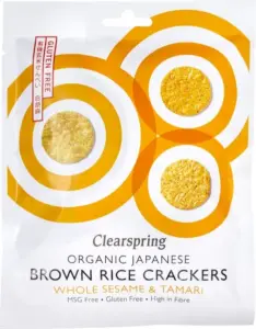 Clearspring Bruine-Rijstcrackers Whole Sesame & Tamari (40 gr)
