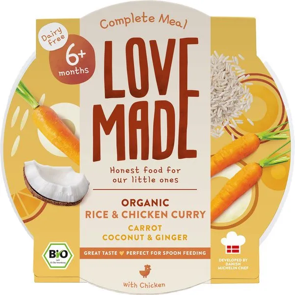 Lovemade Babymaaltijd Rijst+Kip Curry 6+ Maanden (185 gr)