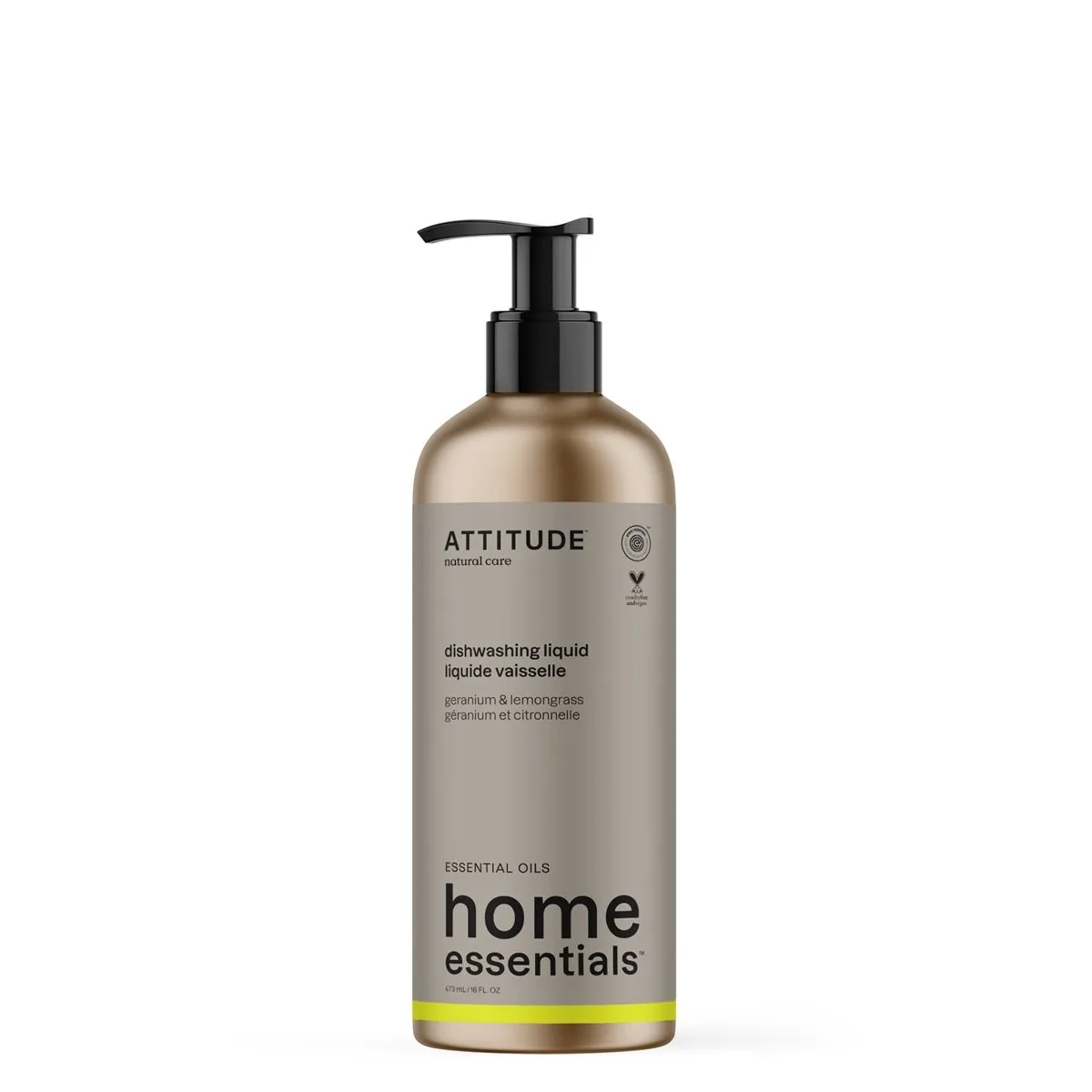 Attitude Home Essentials Afwasmiddel Geranium & Citroengras Aluminium Fles (473 ml)