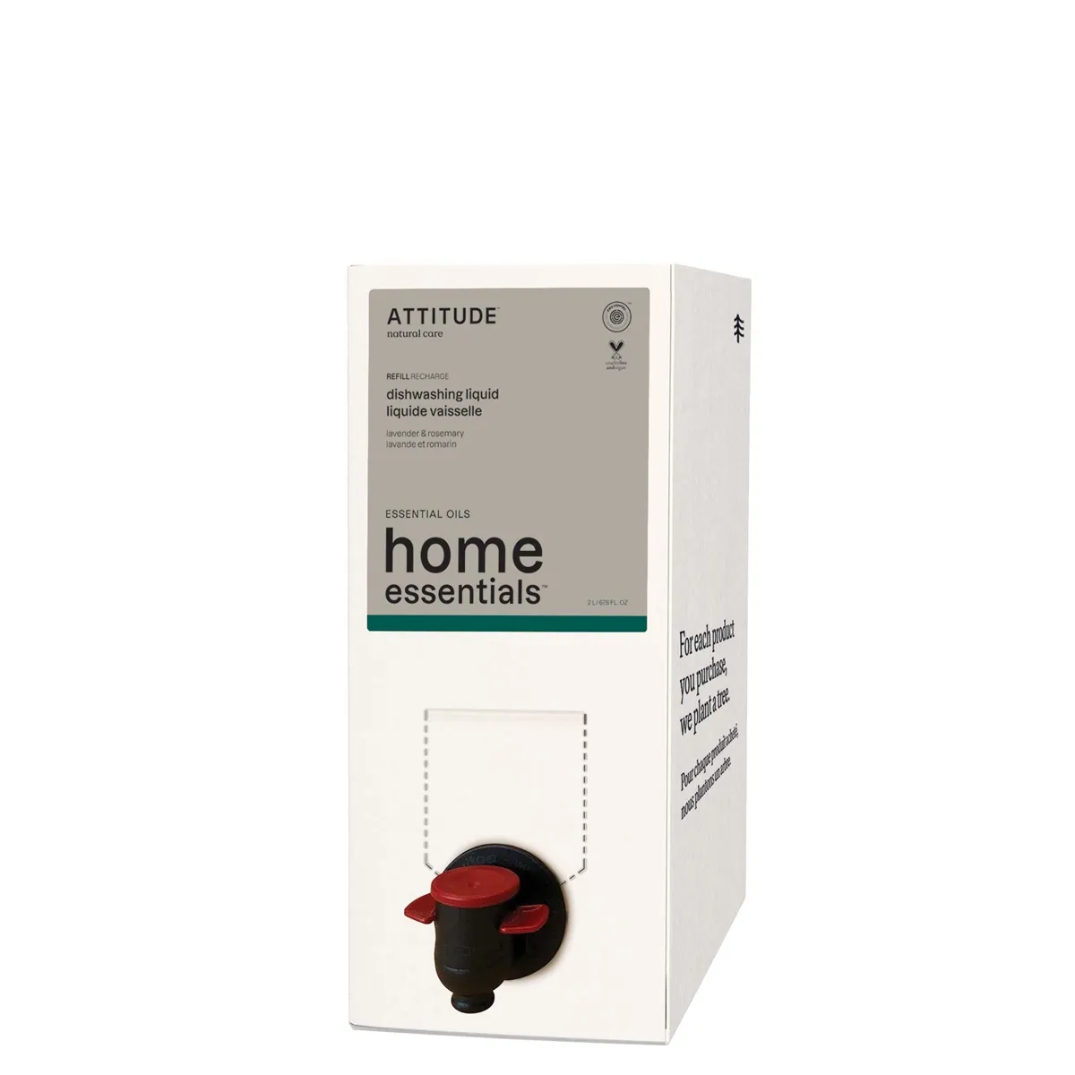 Attitude Home Essentials Afwasmiddel Lavendel & Rozemarijn Navul (2000 ml)