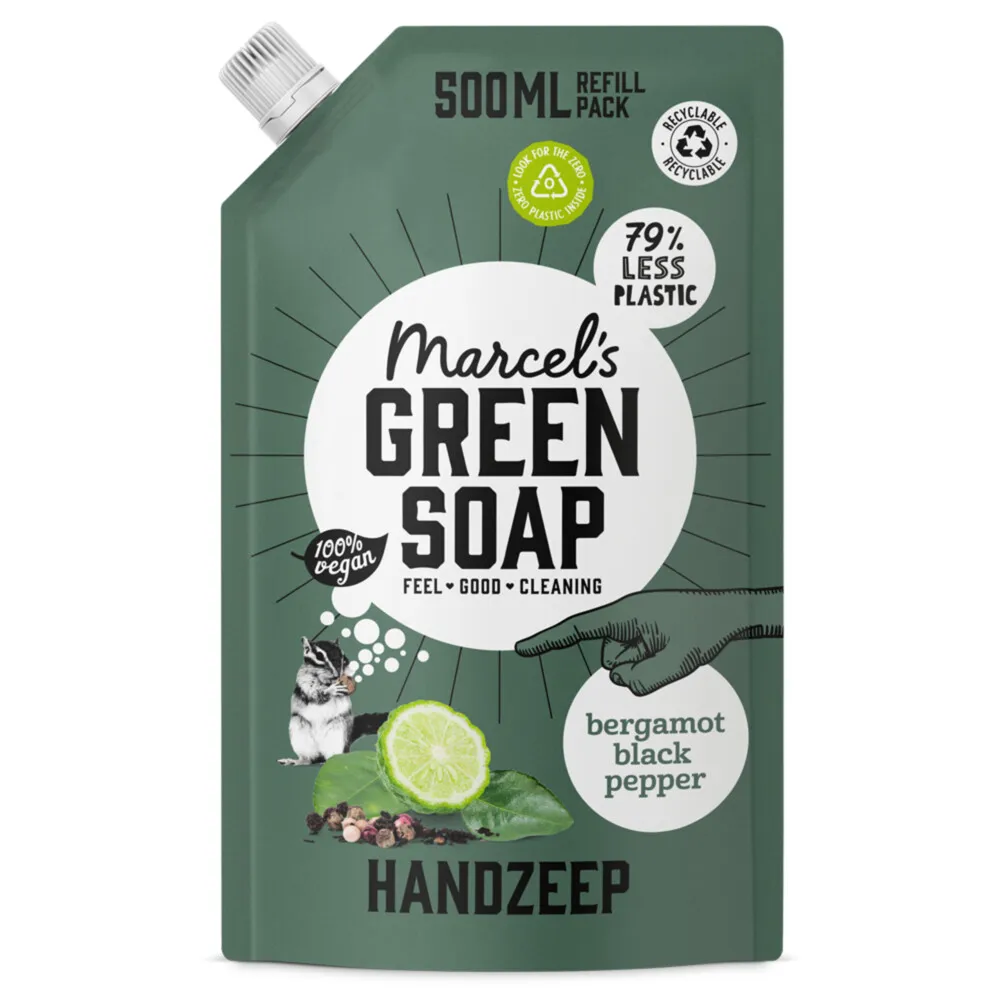 Marcel's Green Soap Handzeep Bergamot & Black Pepper Navulling (500 ml)