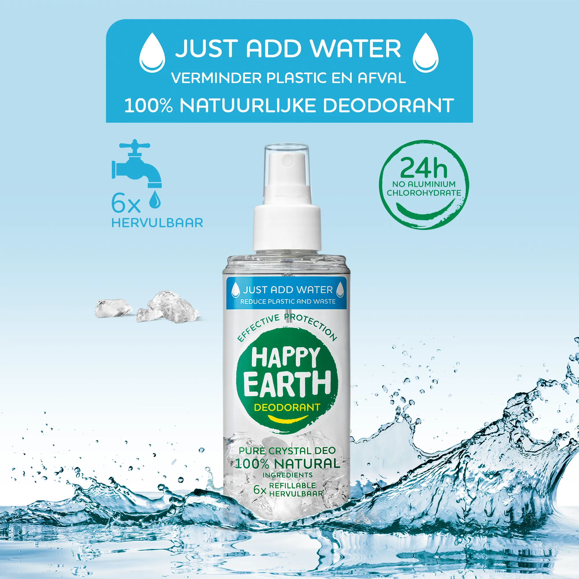 Happy Earth Natuurlijke Just Add Water Uns Cented Spray (50 gr) - image 3