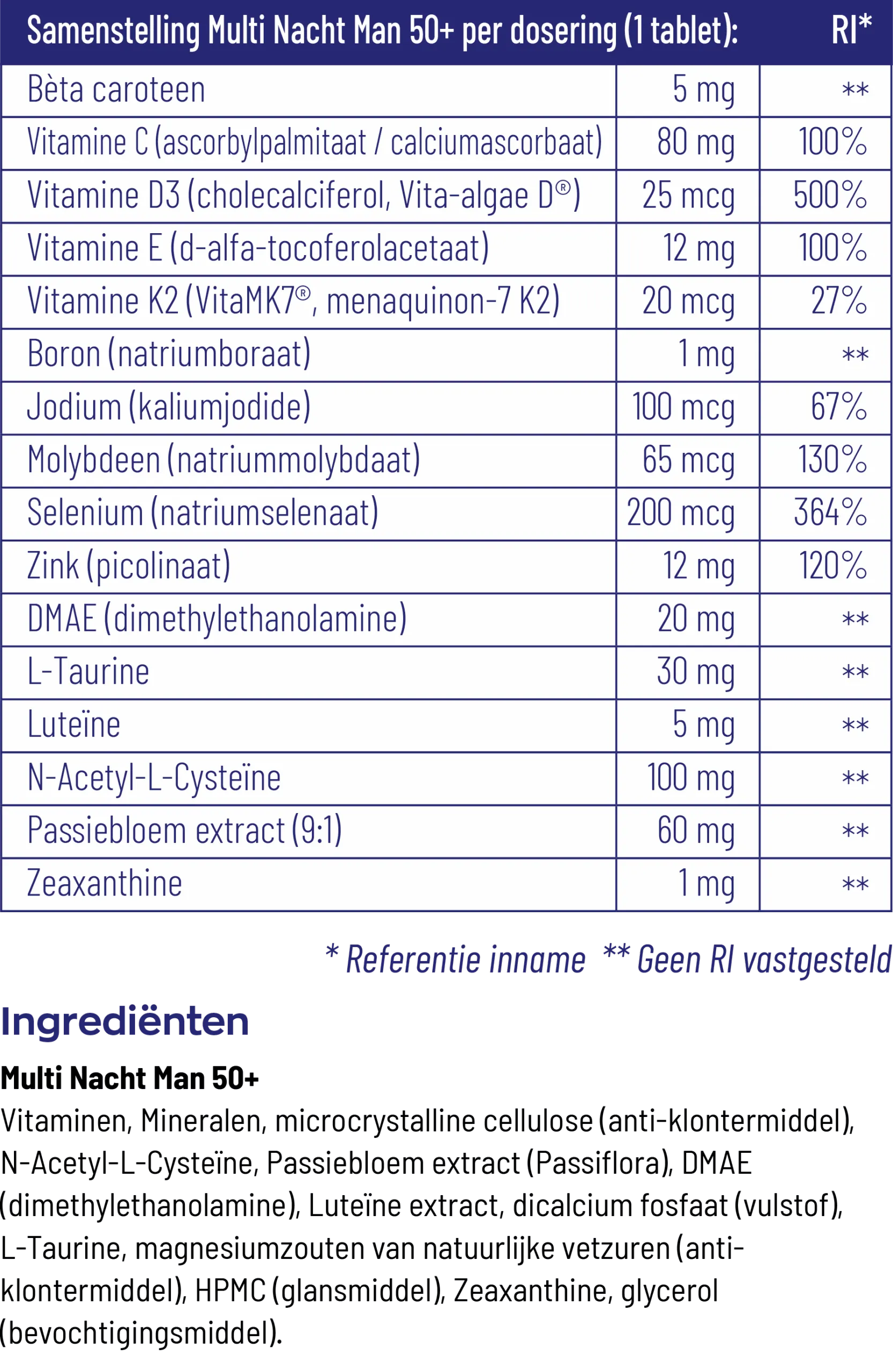 Vitakruid Multi Dag & Nacht Man 50+ 100% Vegan (2 X 30 tabletten) - image 2