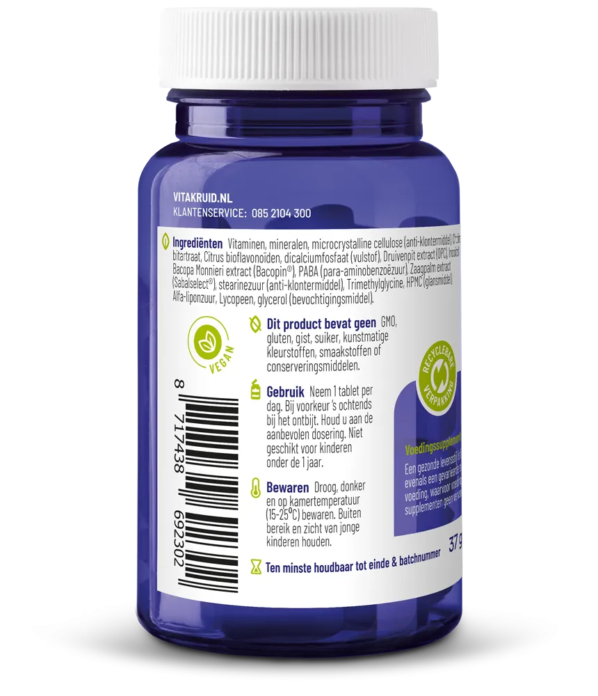 Vitakruid Multi Dag Man 50+ 100% Vegan (30 tabletten)