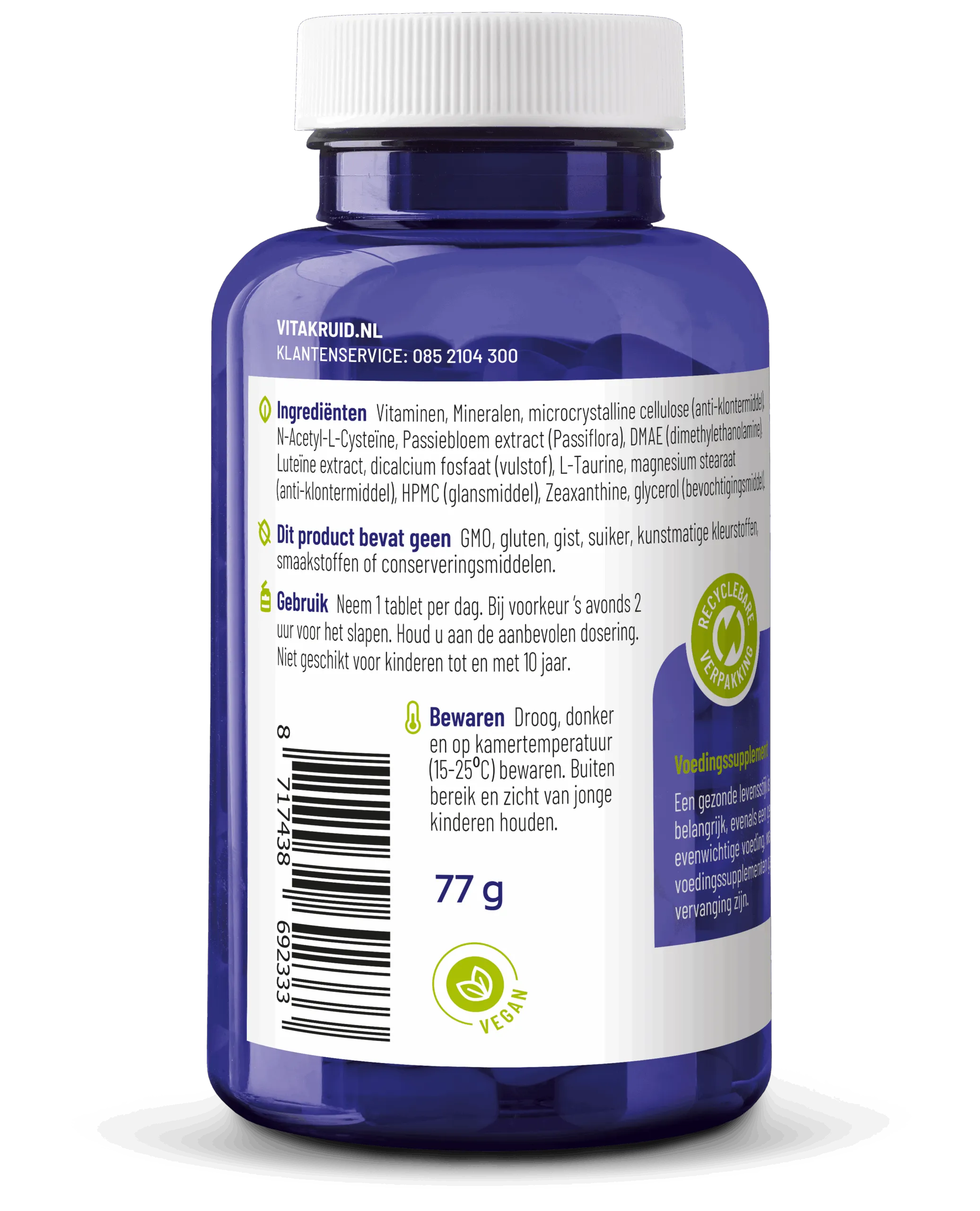 Vitakruid Multi Nacht Man 50+ 100% Vegan (90 tabletten)