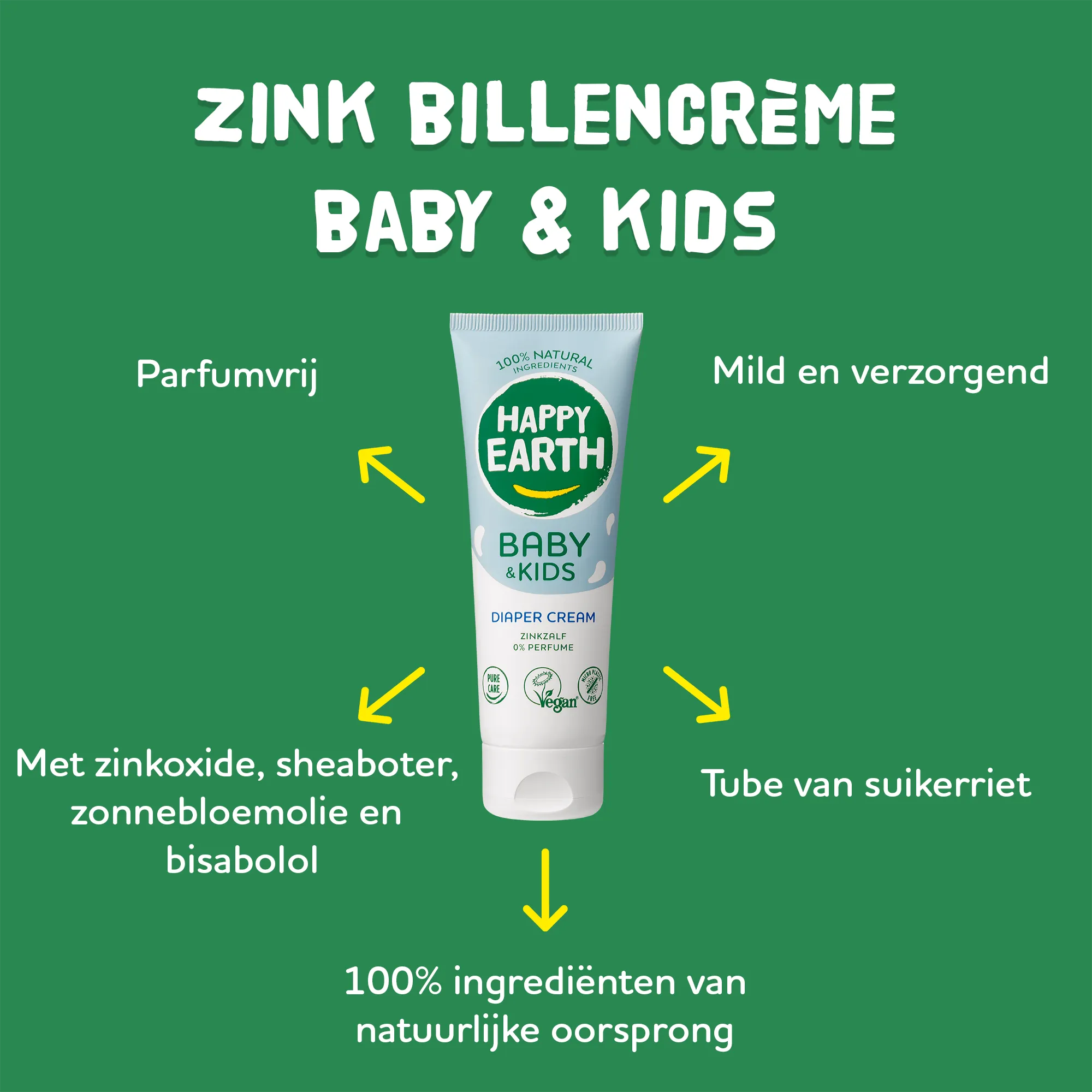 Happy Earth Billencreme zink voor baby & k ids (75 ml) - image 6
