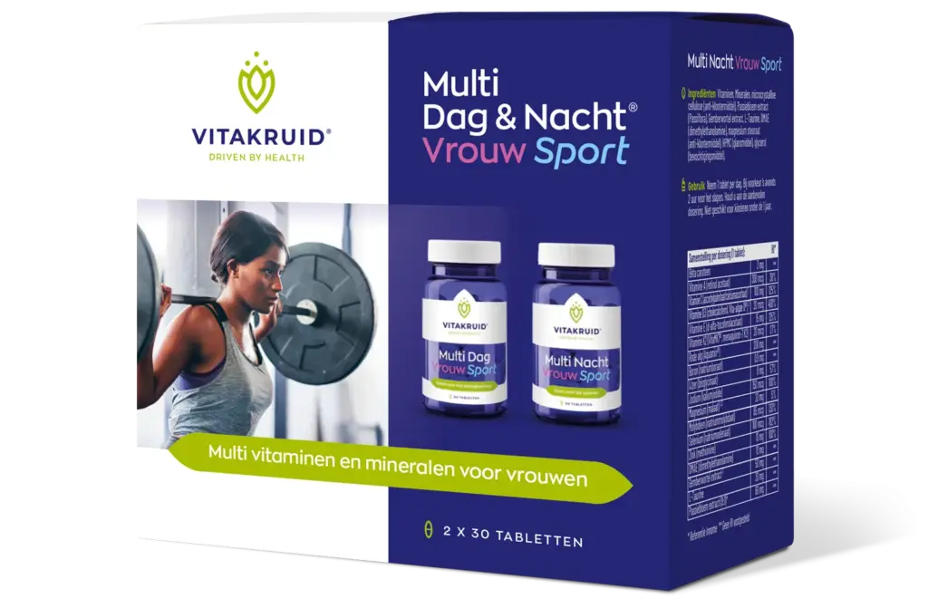 Vitakruid Multi Dag & Nacht Vrouw Sport 100% Vegan (2 x 30 tabletten)
