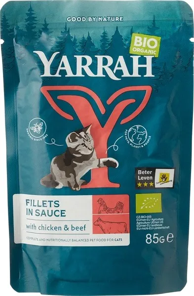 Yarrah Kat Filets Met Rund In Saus Bio (85 gr)