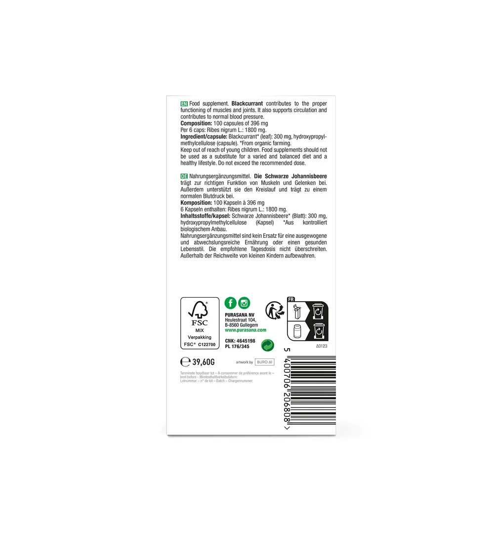 Purasana Zwarte Bes 300 Mg Bio (100 vega capsules) - image 3