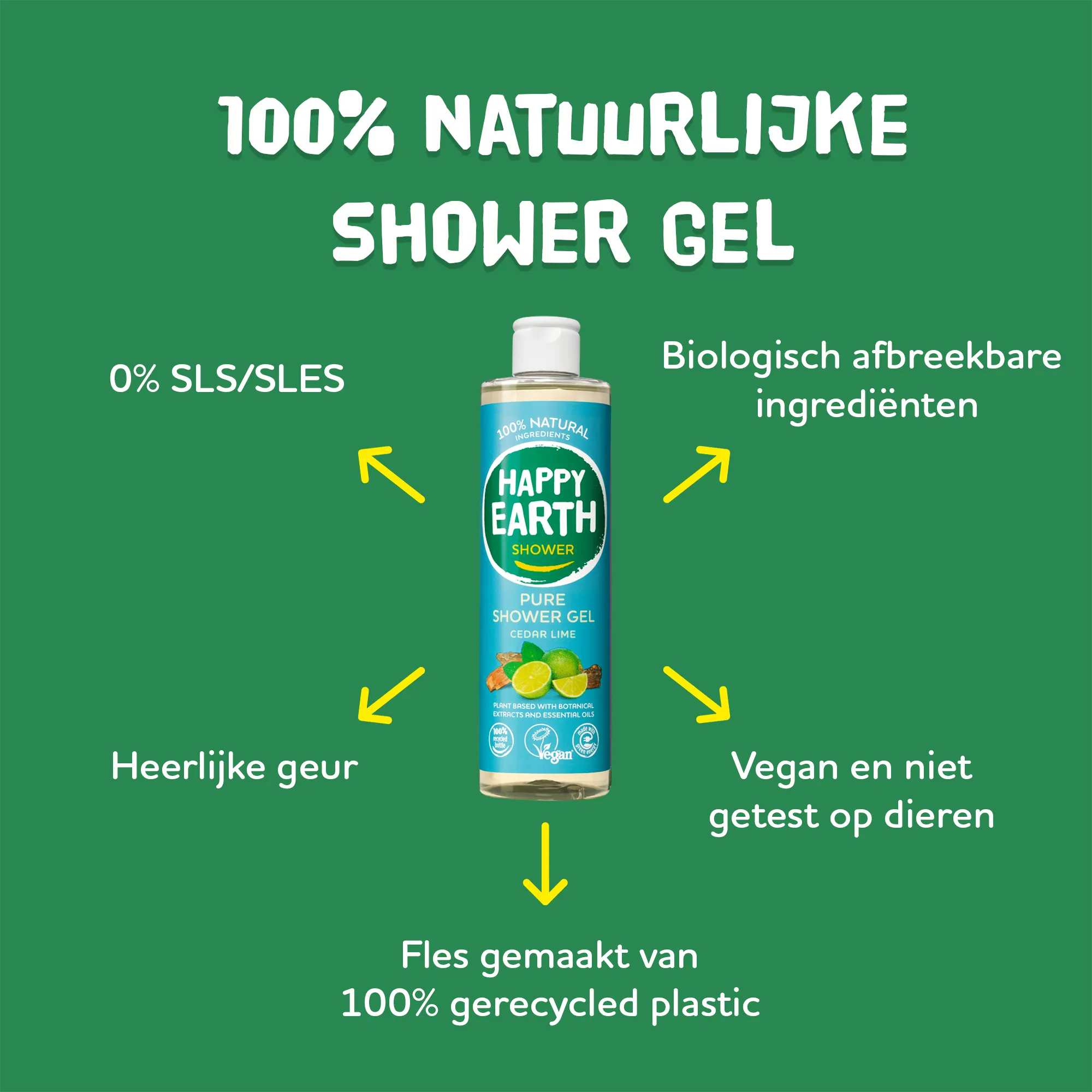 Happy Earth Pure showergel cedar lime (300 ml) - image 6