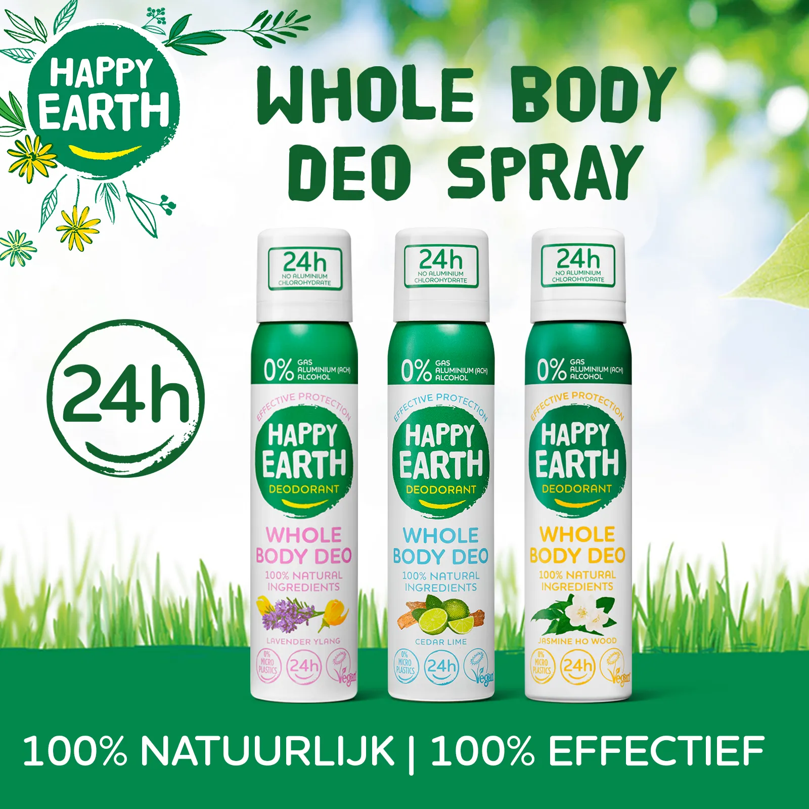 Happy Earth 100% Natural Whole Body Deo Spray Cedar & Lime (100 ml)
