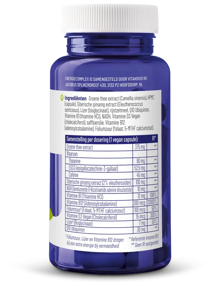 Vitakruid Energiecomplex Groene Thee (60 vega capsules)