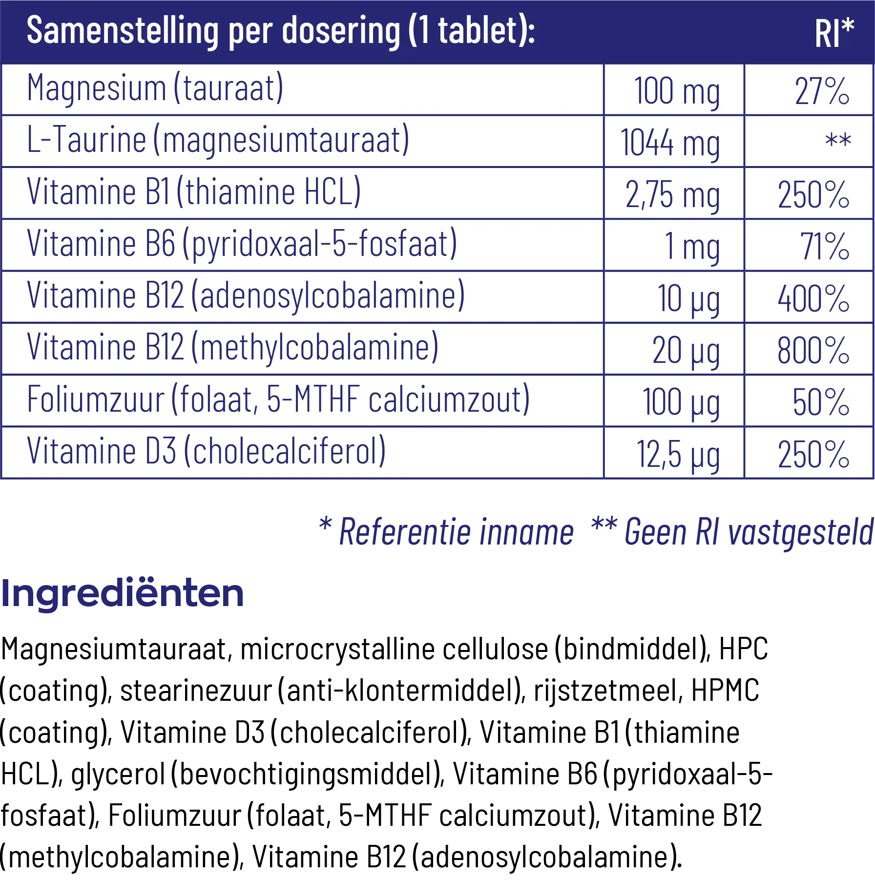 Vitakruid Relaxcomplex Oa Magnesium Tauraat & Vitamine D3 (30 tabletten) - image 3