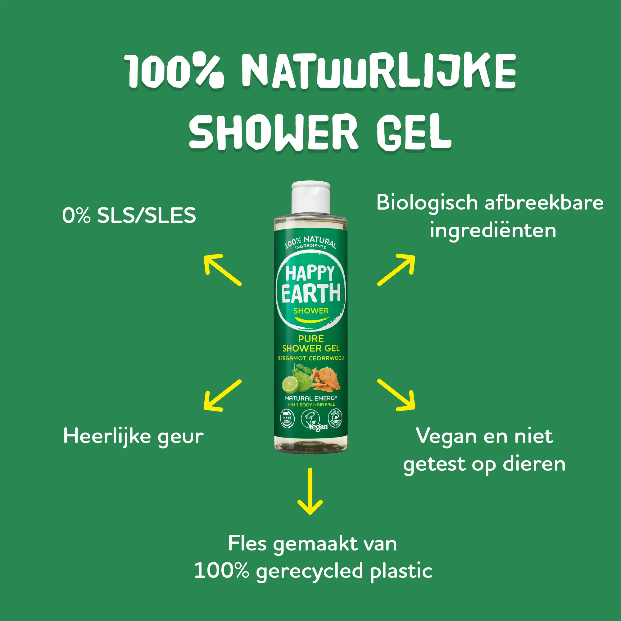 Happy Earth Douchegel Bergamot Cedarwood (300 ml) - image 5