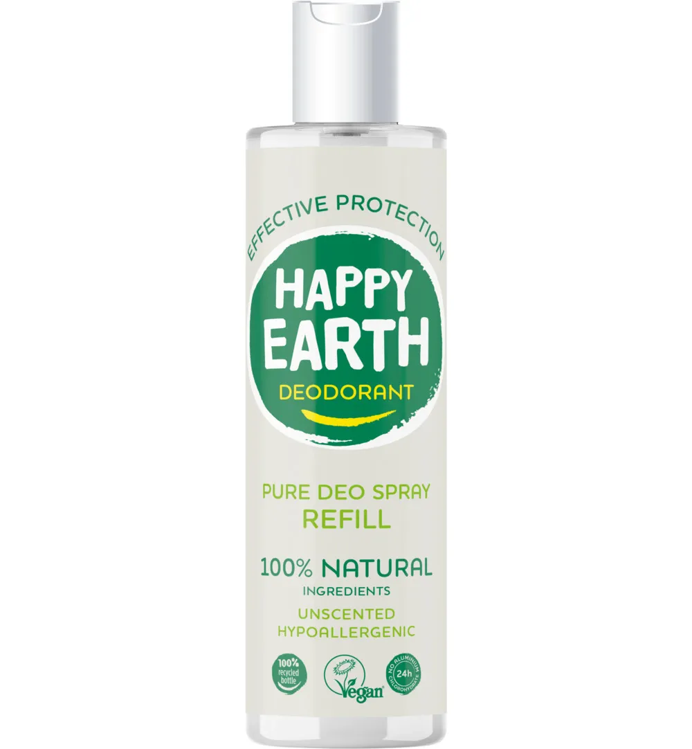 Happy Earth Pure Deodorant Spray Unscented Refill (300 ml)