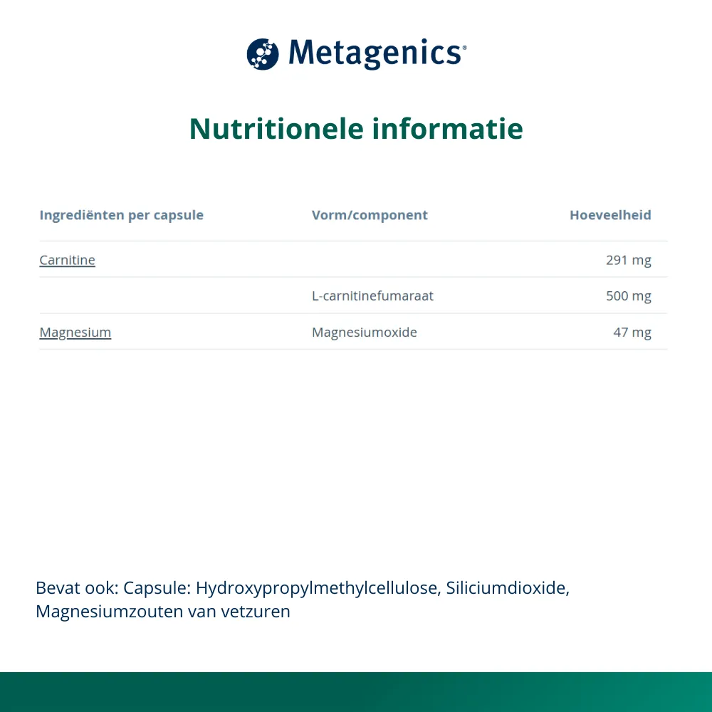 Metagenics L Carnitine Vega NF (60 capsules) - image 2