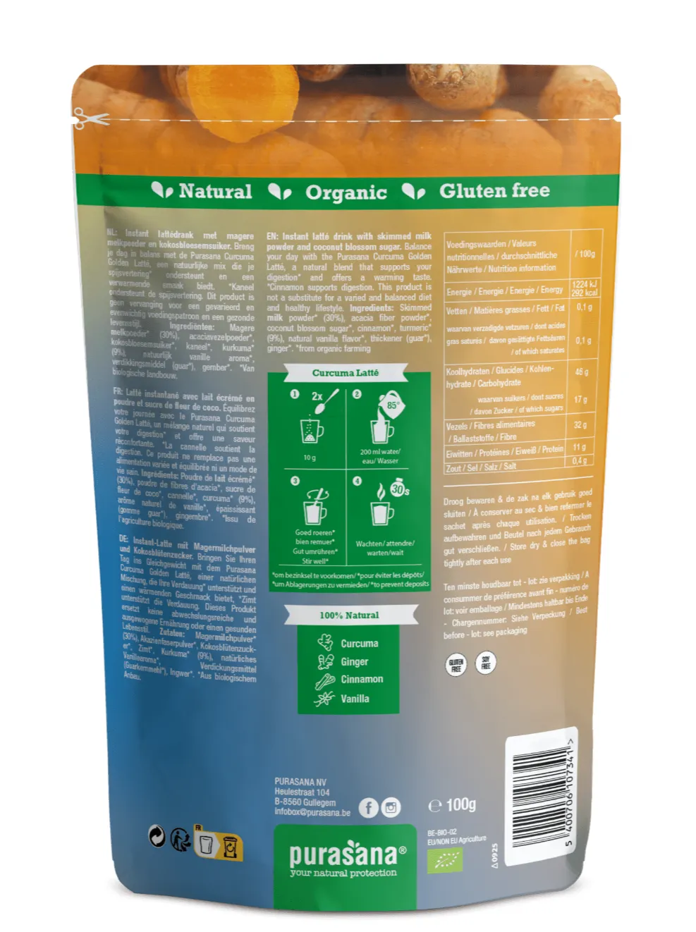 Purasana Curcuma Latté Poeder (100 gr) - image 5
