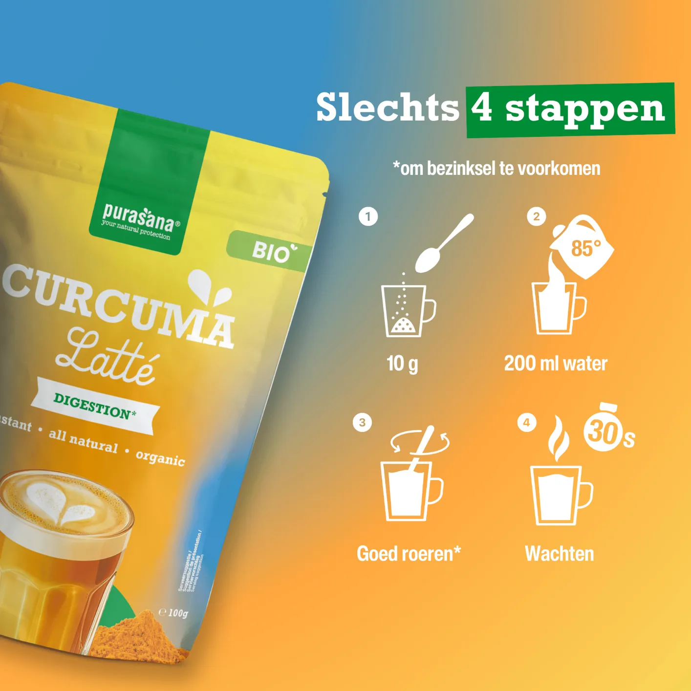 Purasana Curcuma Latté Poeder (100 gr) - image 2