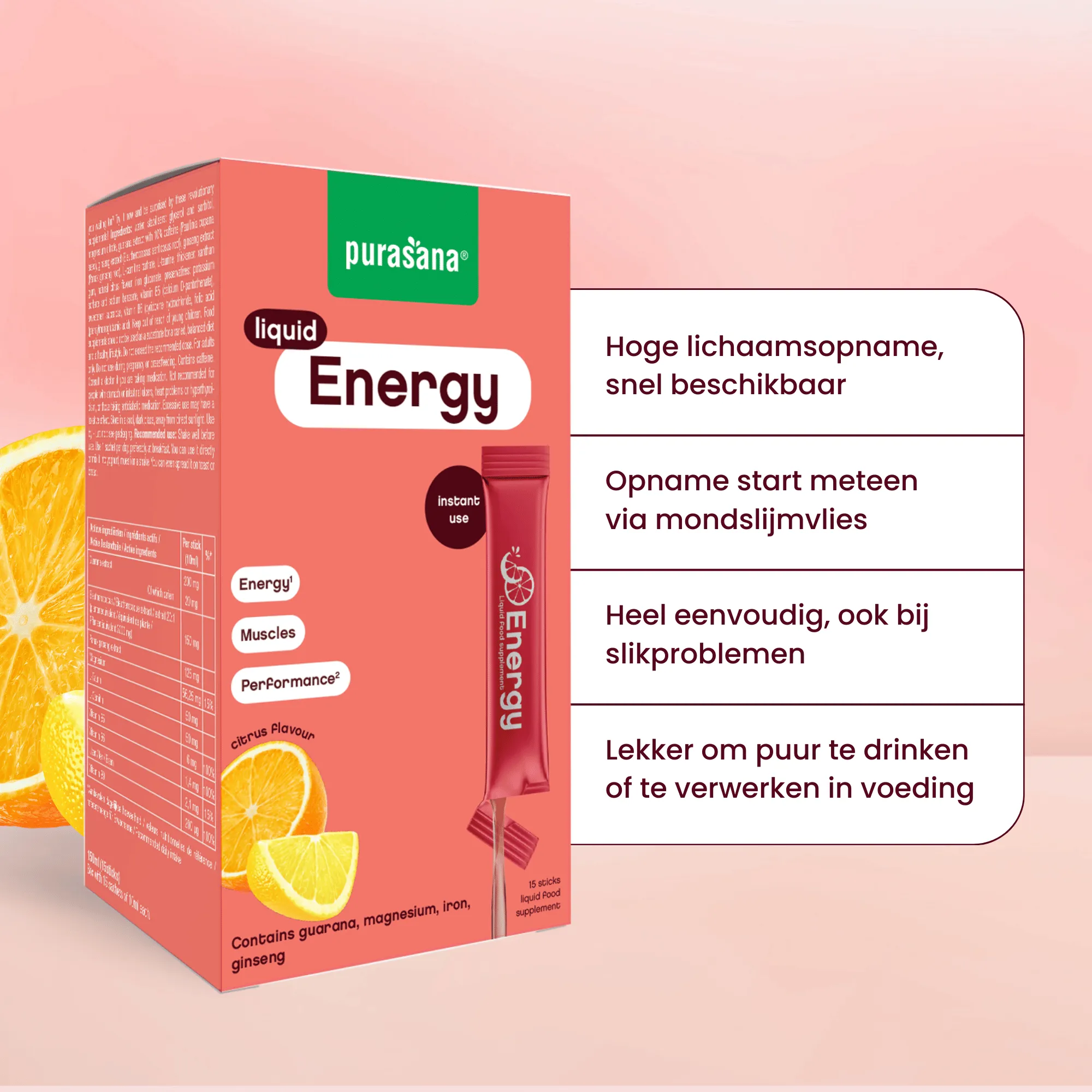 Purasana Energy Liquid Gelstick 10ml (15 stuks)