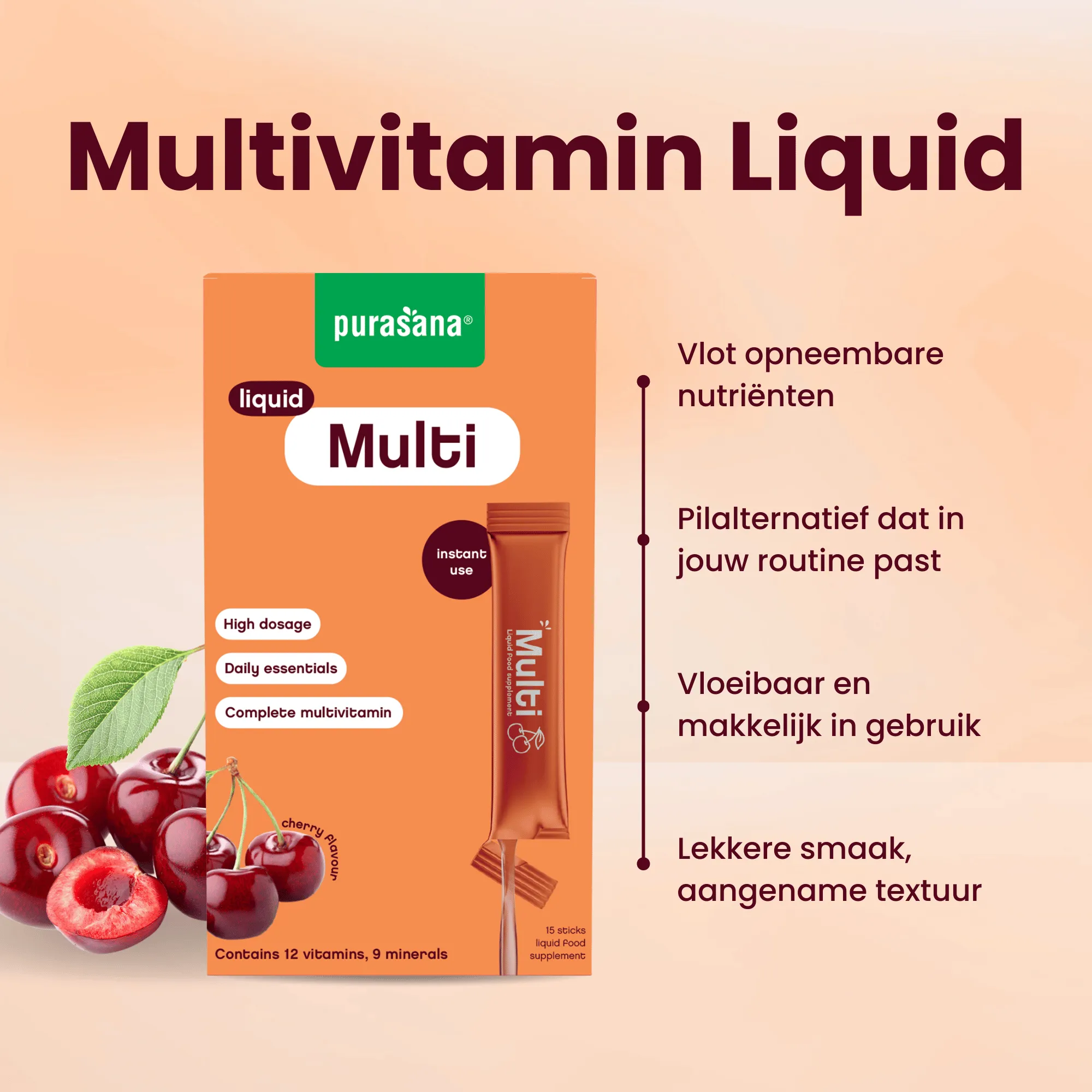 Purasana Multivit Liquid Gelstick 10ml (15 stuks) - image 5