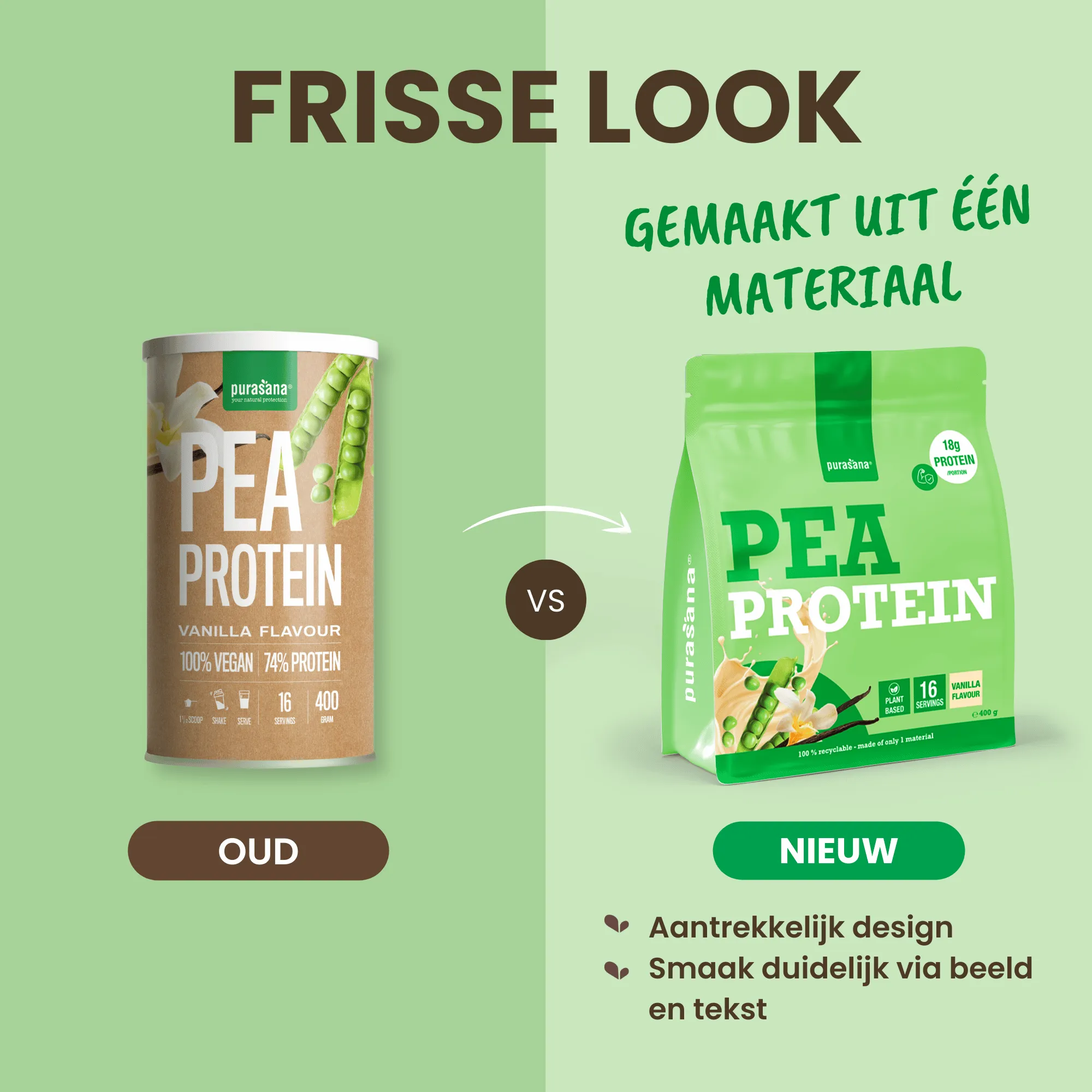 Purasana Plant Protein Erwt Vaniille (400 gr) - image 5
