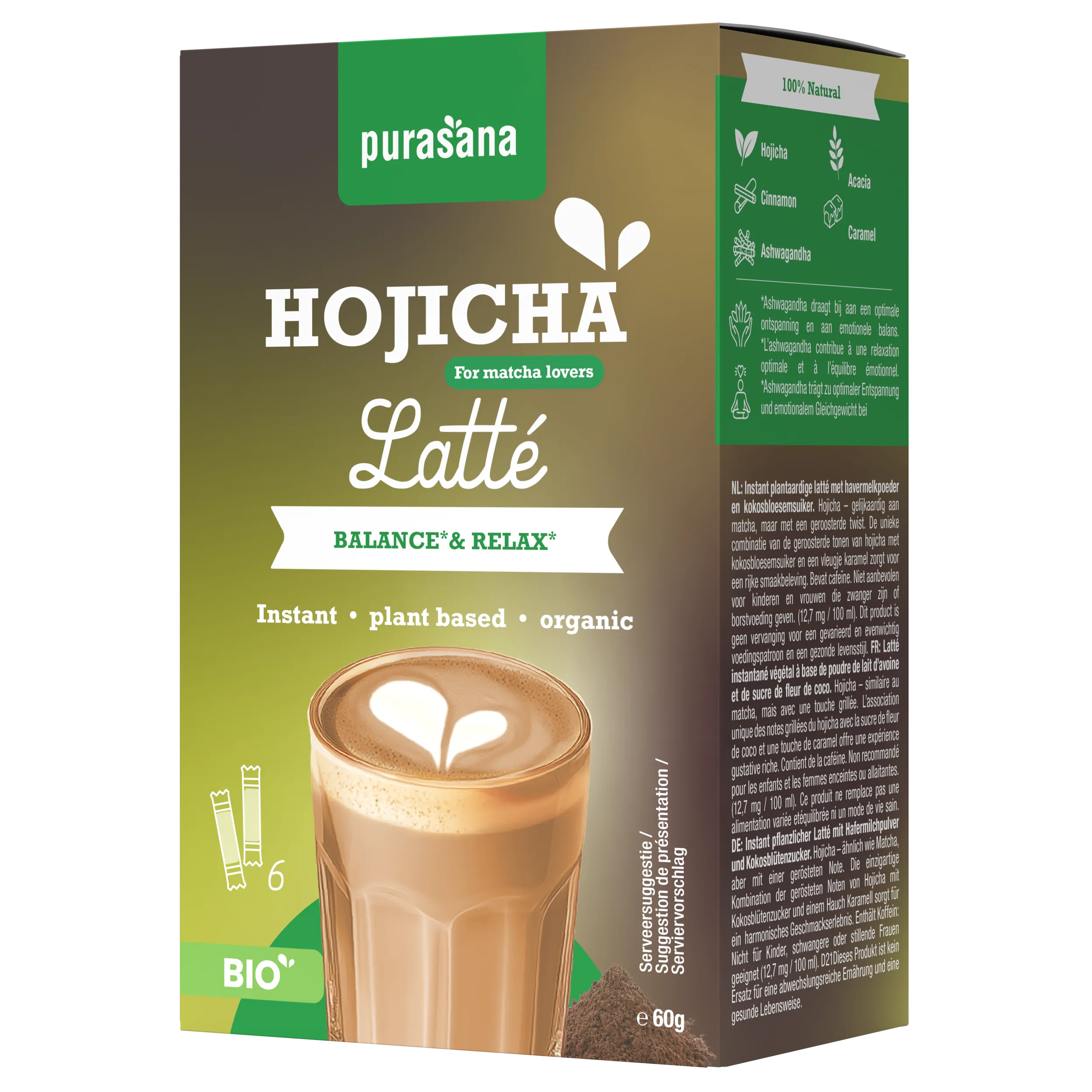 Purasana Instant Hojicha Latte 6x10g Bio (60 gr) - image 8