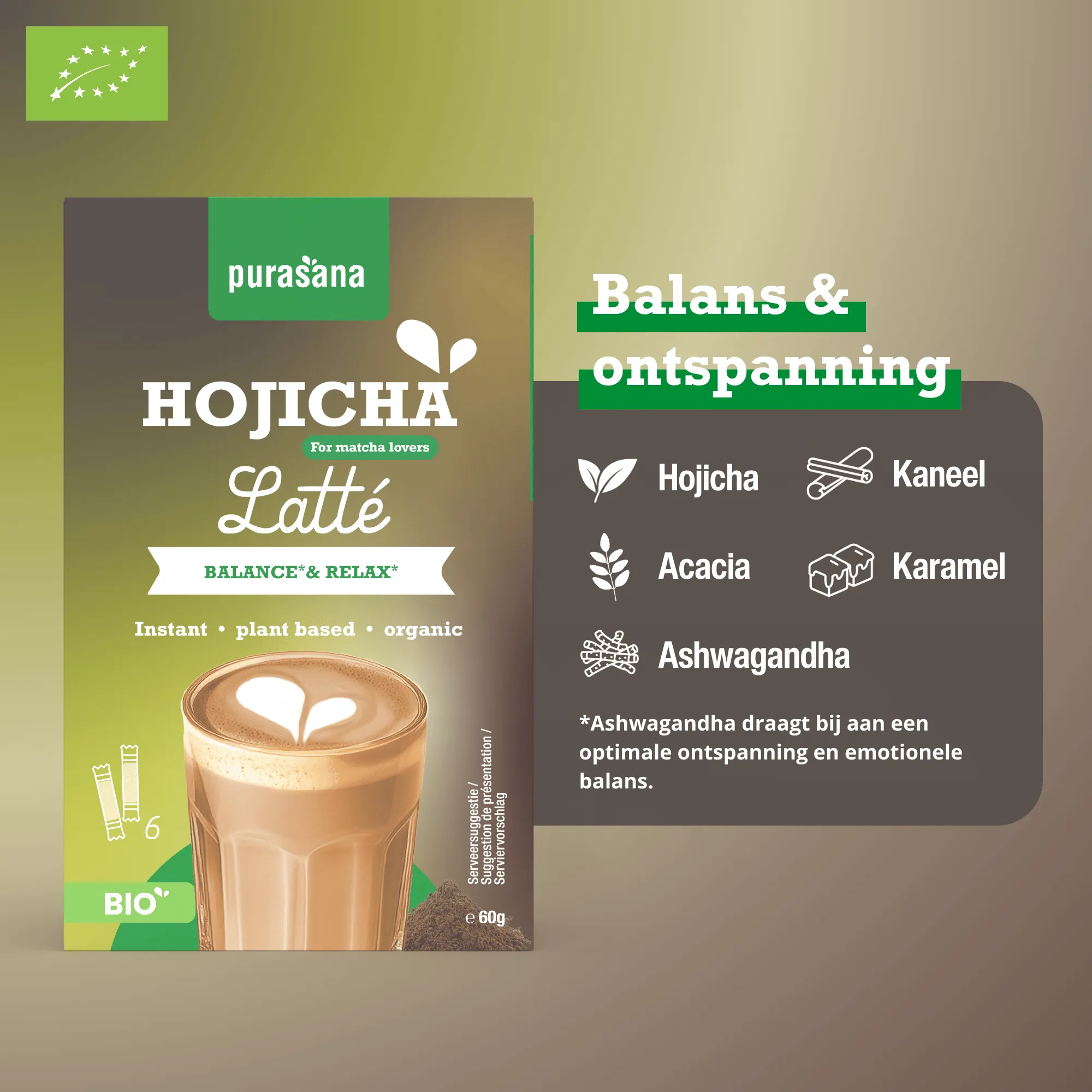 Purasana Instant Hojicha Latte 6x10g Bio (60 gr) - image 4