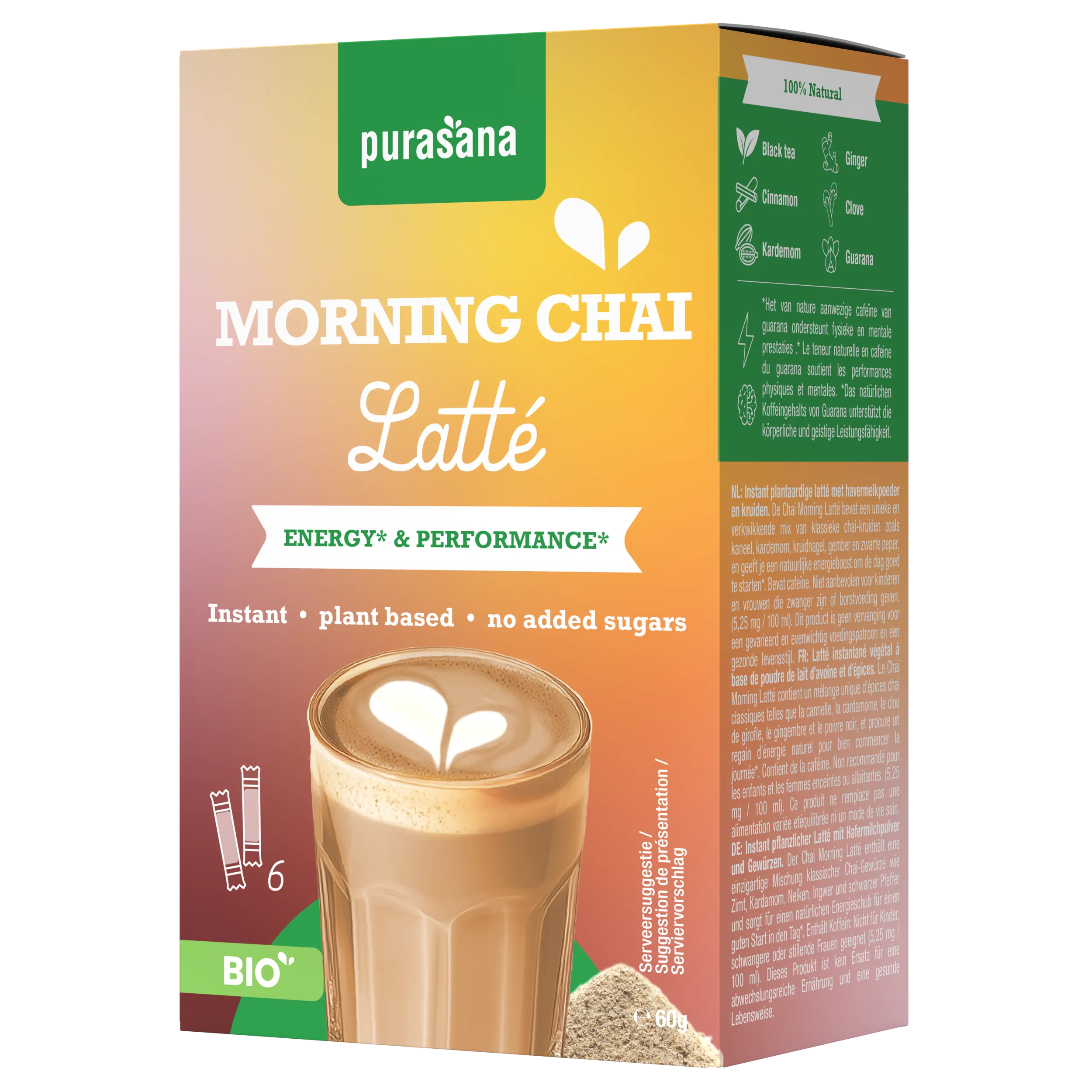 Purasana Instant Morning Chai Latte 6x10g Bio (60 gr) - image 8